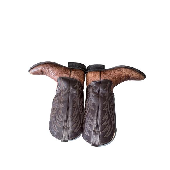 Vintage Nocona men’s 8.5B brown tan leather western boots cowboy farm ranch USA main image 7